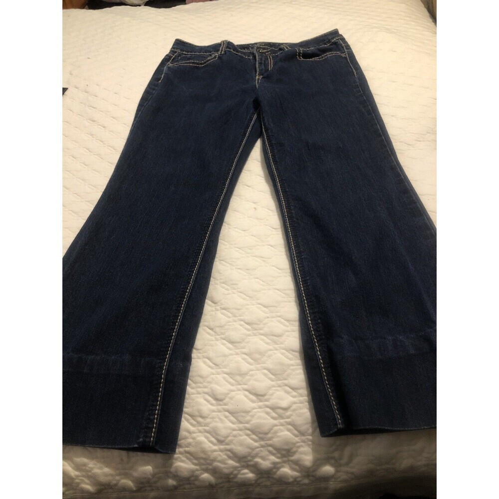 Nine West Womens Jeans 10 Blue  Skinny Dark Wash Denim W/Bling & Thick Thread